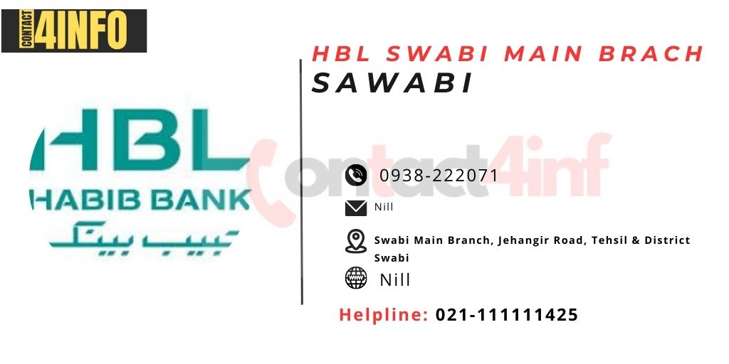 HBL Swabi Main Brach Contact Number 