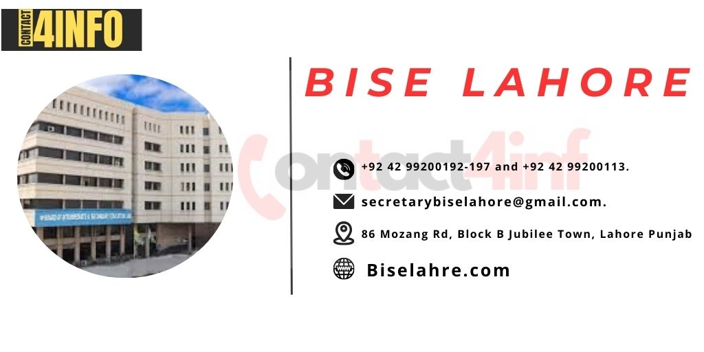 BISE Lahore Contact Number